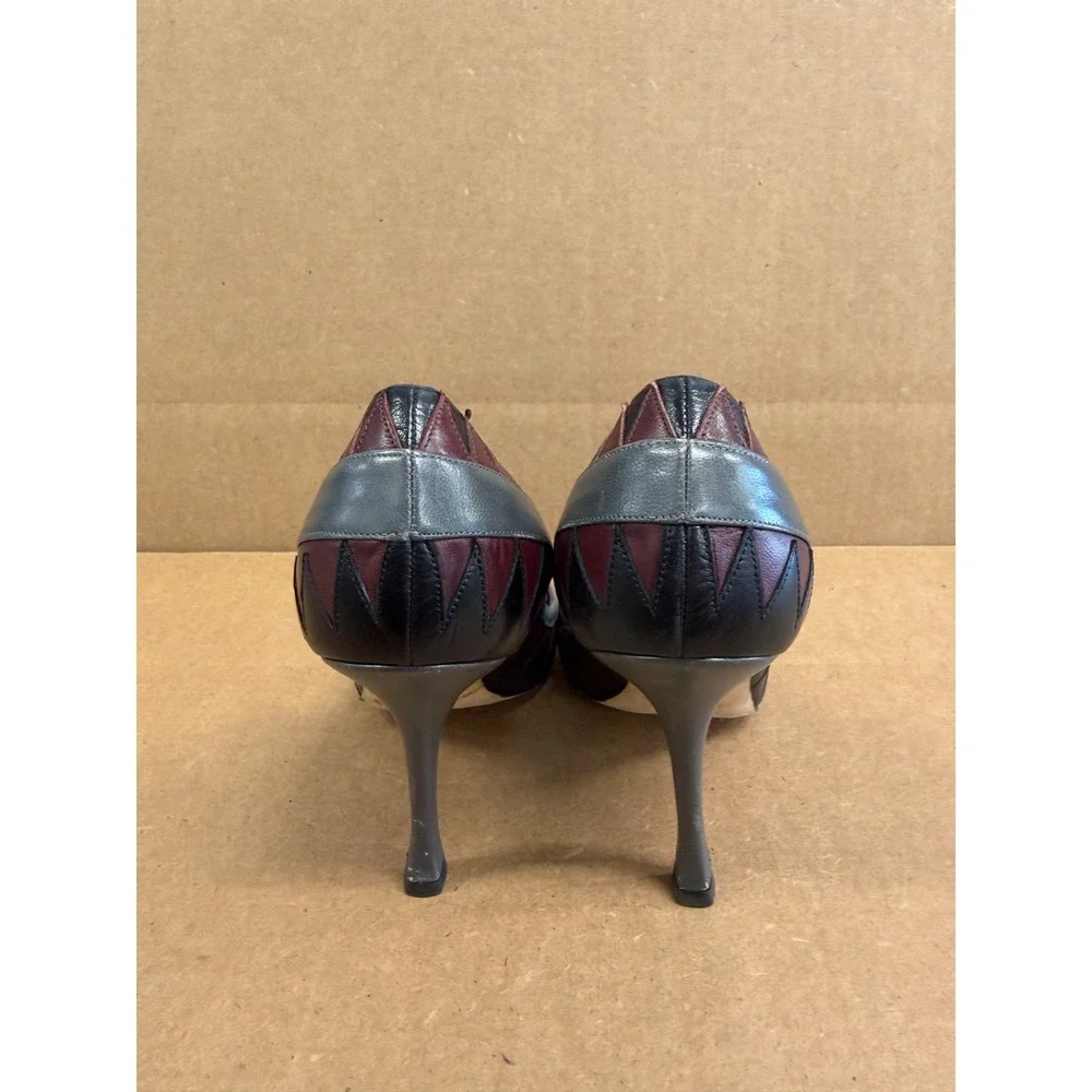 Manolo Blahnik BB Leather Pointed-Toe Stiletto Pumps Gray Multi Size 38 EU